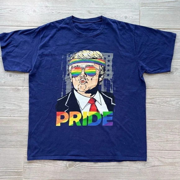 Unisex Navy‎ Blue Trump LGBT Gay Pride Month Short Sleeve T-Shirt Size XL - Picture 1 of 5